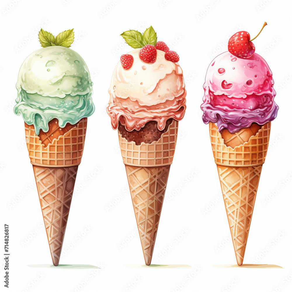Colorful ice cream illustration,created with Generative AI tecnology. Colorful ice cream illustration,created with Generative AI tecnology.