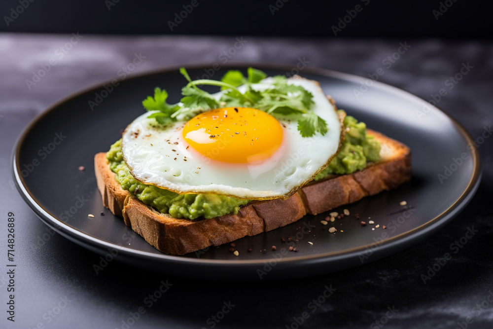 Toast with scrambled eggs and avocado guacamole. Guacamole is a cold avocado appetizer. Toast with scrambled eggs and avocado guacamole. Guacamole is a cold avocado appetizer.