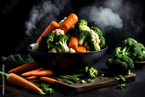 vegetables on a frying pan