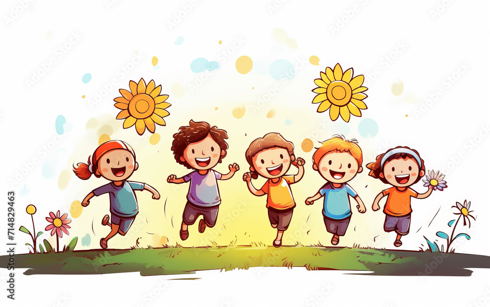 Children playing in the woods in the park,created with Generative AI tecnology. Children playing in the woods in the park,created with Generative AI tecnology.