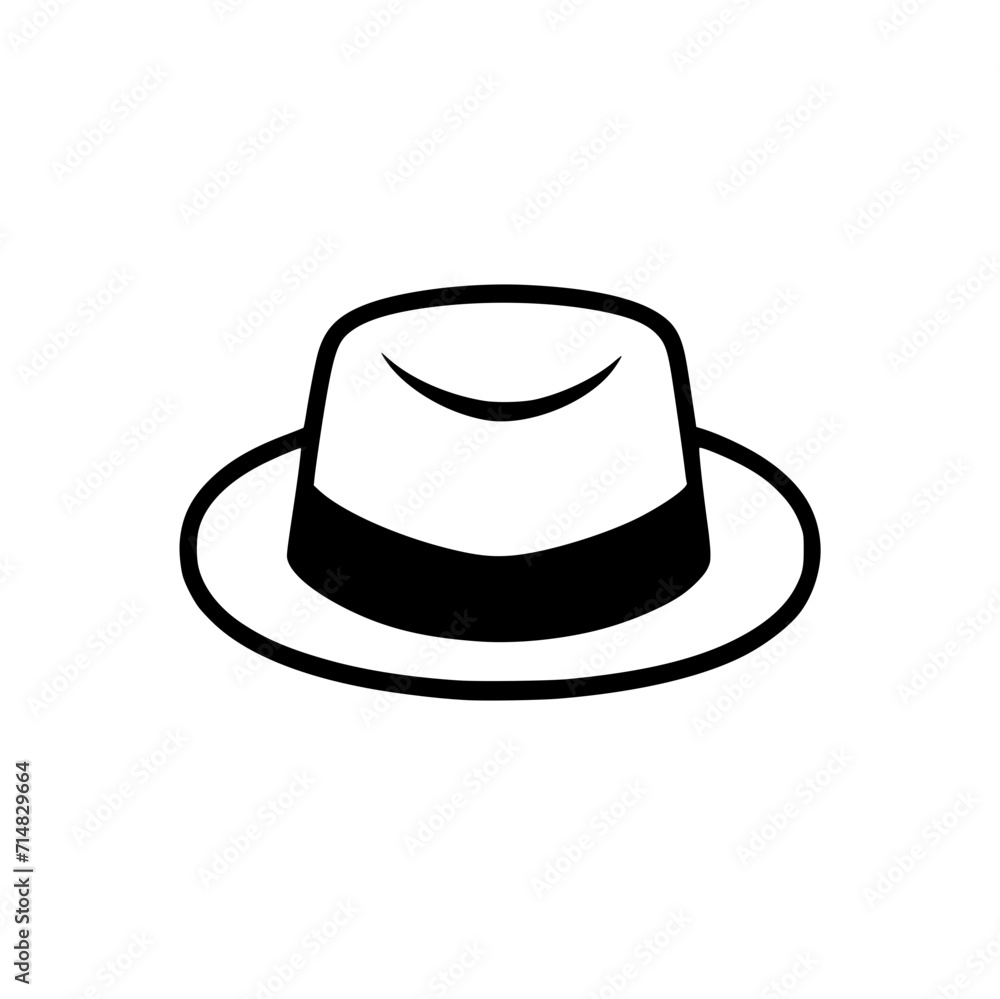 Homburg Hat Icon SVG Black And White Illustration Art Generative AI. Homburg Hat Icon SVG Black And White Illustration Art Generative AI.