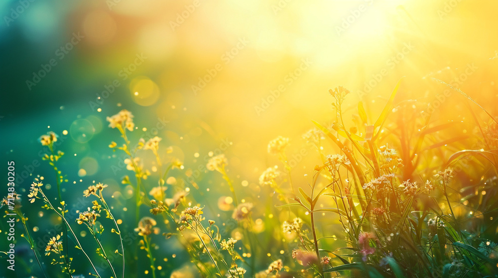 An abstract summer background with a field in bloom