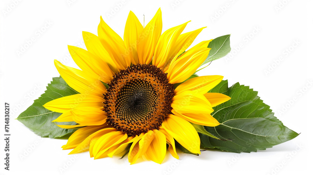 A sunflower on a white background A sunflower on a white background