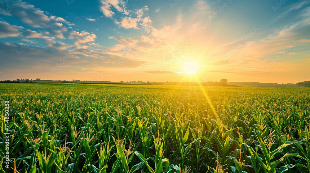 A field of corn at sunrise