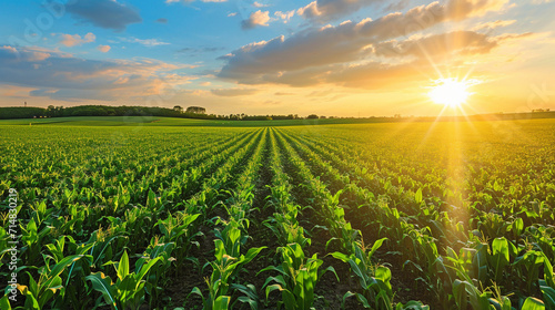 A field of corn at sunrise