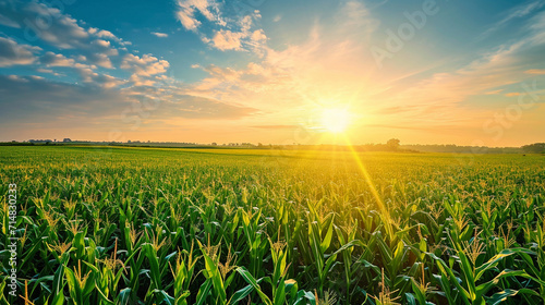A field of corn at sunrise © frimufilms