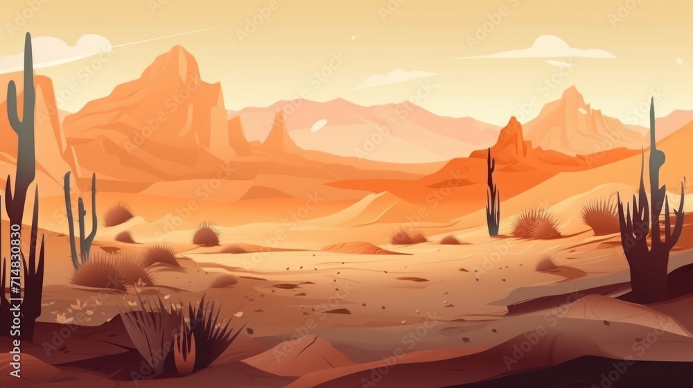 Naklejka premium sunset in the desert, KI generated