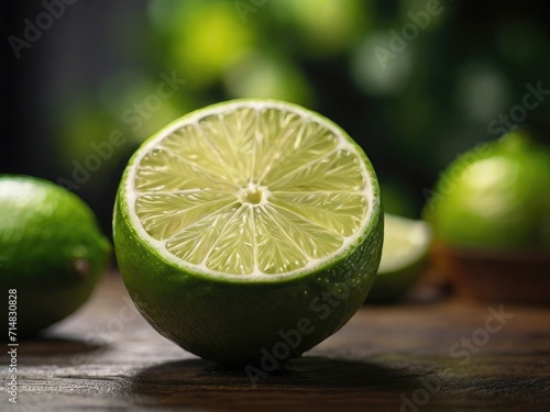 Half a lime on a black background