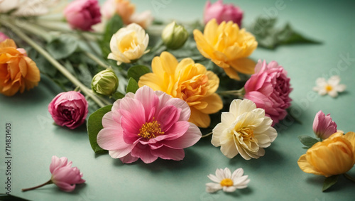 spring flowers on paper background © Vugar & Salekh