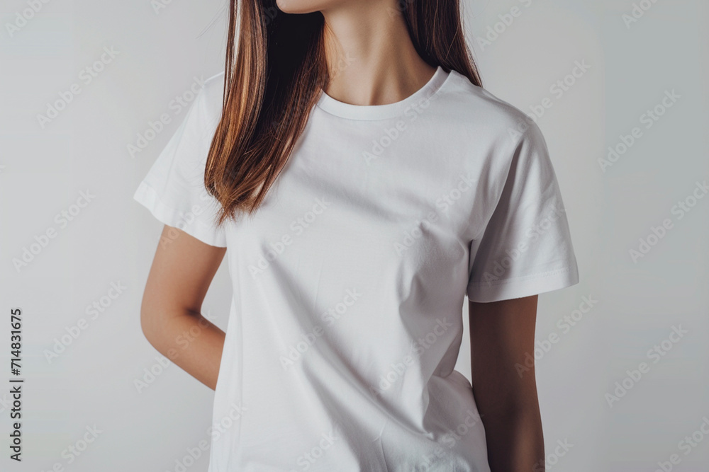 a woman wearing Unisex Heavy Cotton T-shirt in a solid white color, fit and comfort, modern and stylish a woman wearing Unisex Heavy Cotton T-shirt in a solid white color, fit and comfort, modern and stylish