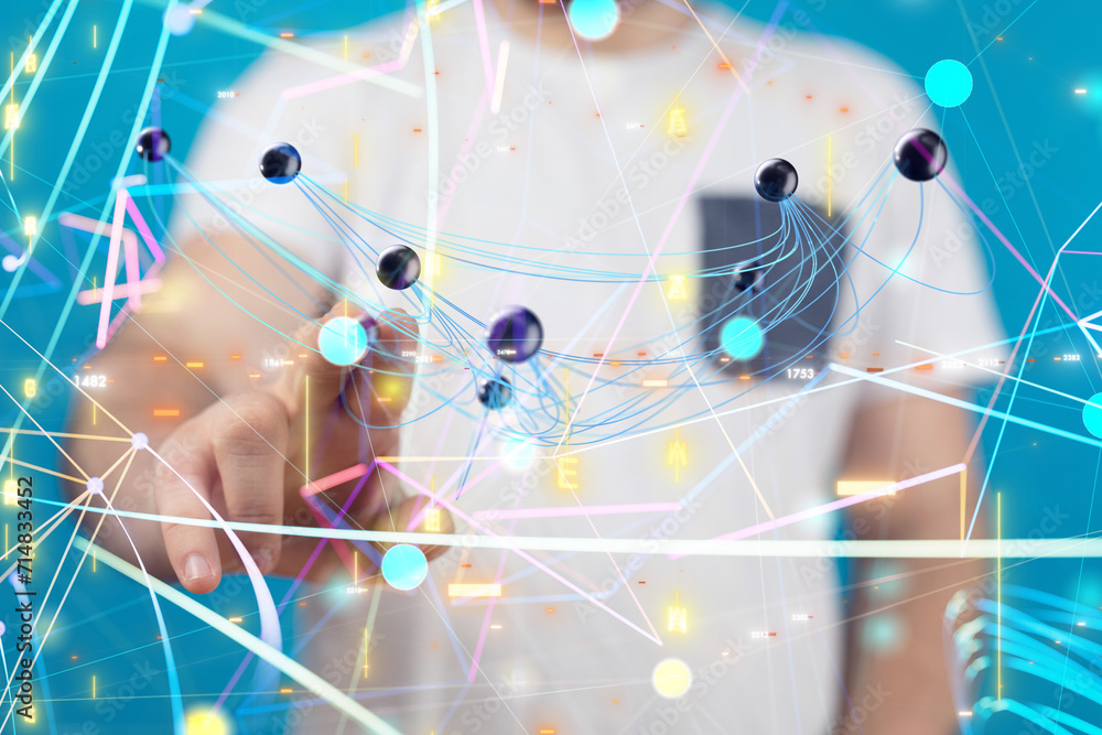 Global network. Blockchain. 3D illustration. Neural networks and artificial intelligence. Abstract Global network. Blockchain. 3D illustration. Neural networks and artificial intelligence. Abstract