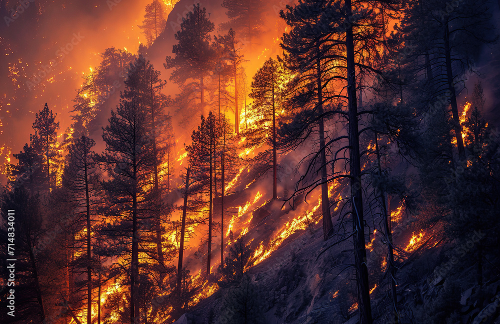 intensity of wildfires ravaging forests capturing the towering flames, billowing smoke intensity of wildfires ravaging forests capturing the towering flames, billowing smoke