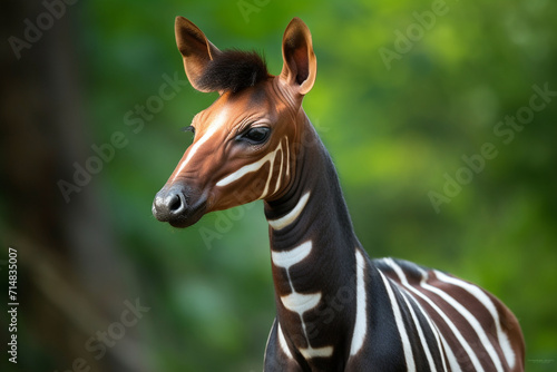 Okapi. Listed as endangered in IUCN Red List.