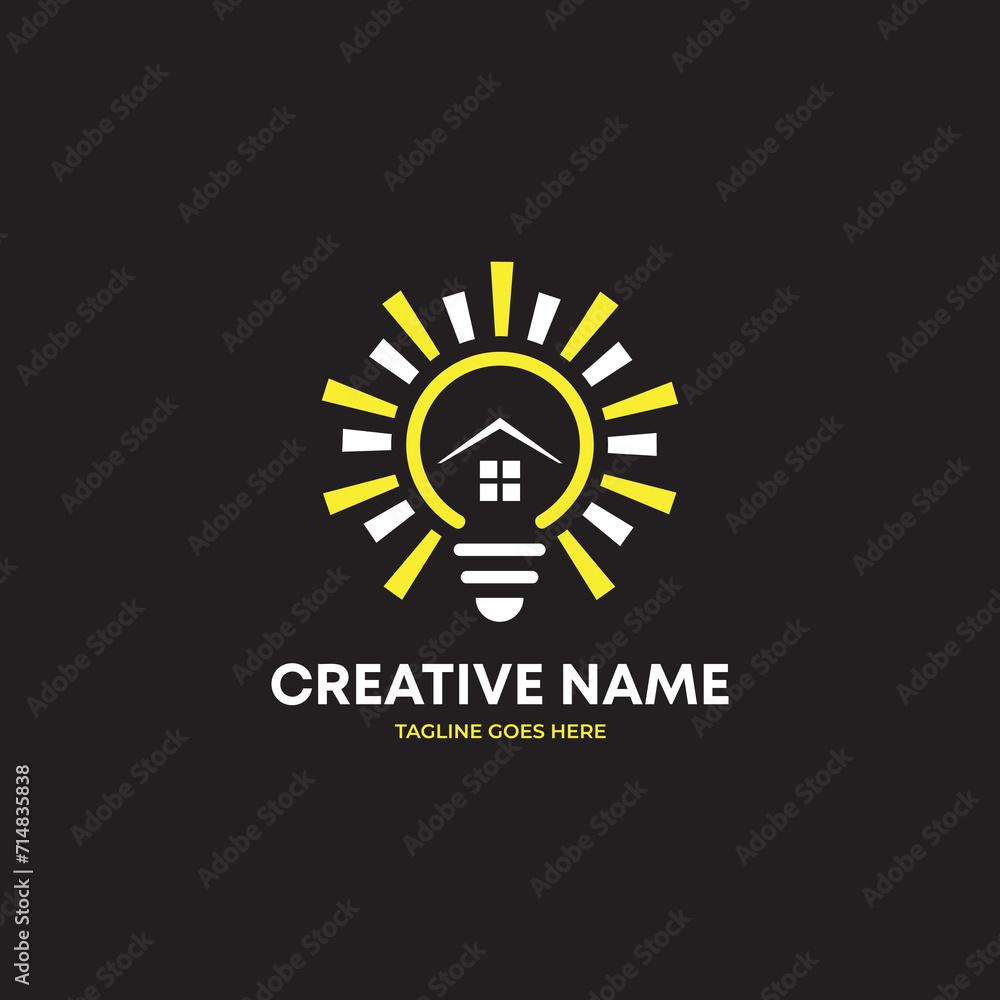 House Of  Lamp Logo Design Isolated In House. Lamp Logo Template. Modern Design. Flat Logo. Vector Illustration