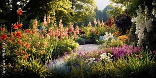 Images depict a variety of plant species in different sections of the garden, showcasing diversity