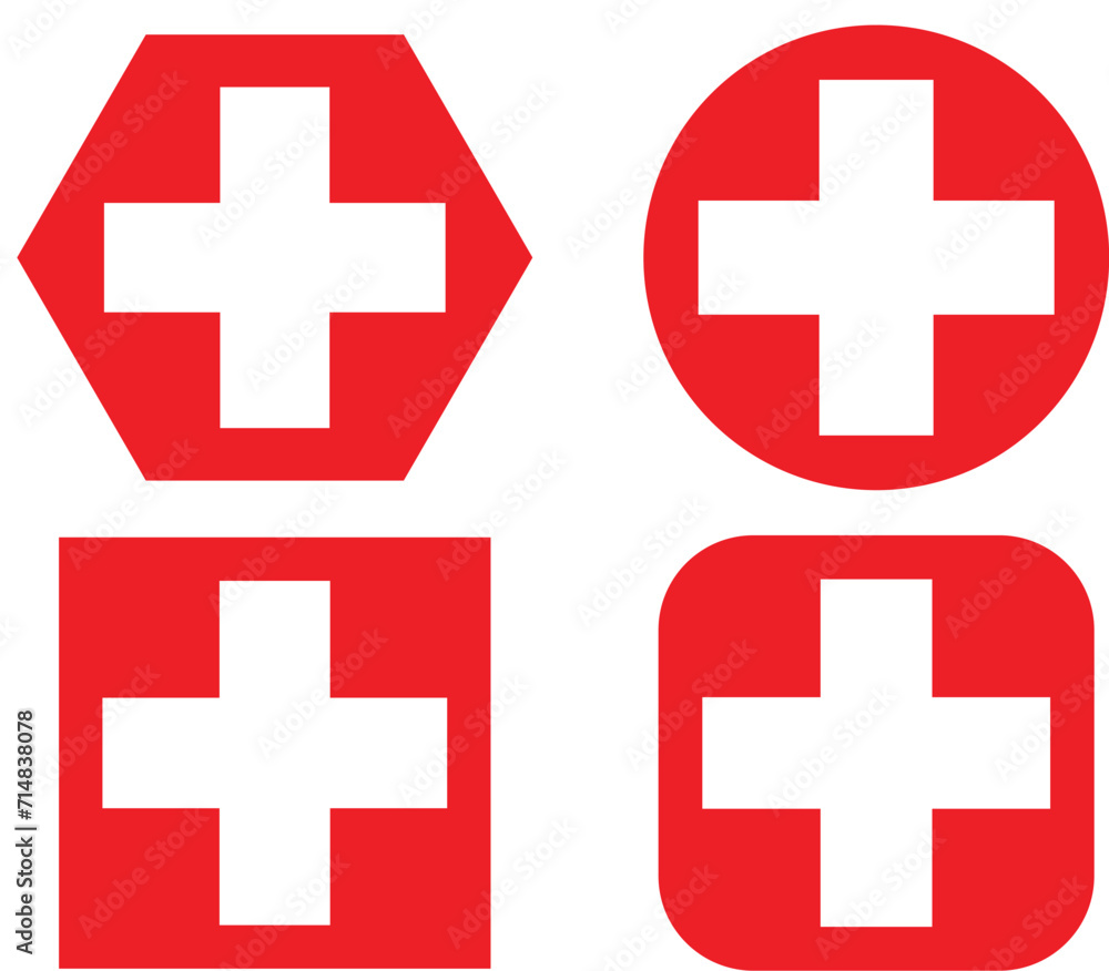 Round corner Swiss cross red squircle. A symbol made from arms of equal length with rounded corners. Isolated on a white background. Round corner Swiss cross red squircle. A symbol made from arms of equal length with rounded corners. Isolated on a white background.
