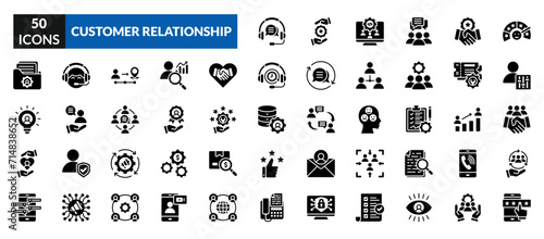 Customer Relationship glyph icon collection set