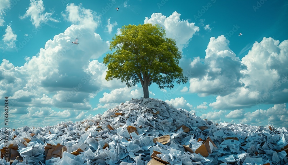  the environmental benefits of transitioning to a paperless office, emphasizing reduced paper consumption and the positive ecological impact of digital document management - obrazy, fototapety, plakaty 