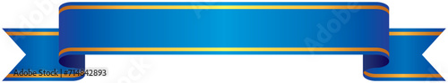 Vector illustration of Gradation ribbon with gold line 2 (blue)
