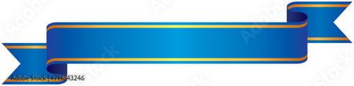 Vector illustration of Gradation ribbon with gold line 6 (blue)