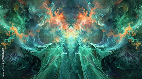 Vibrant Jade Abstract pulsating with energy in a digital dreamscape.
