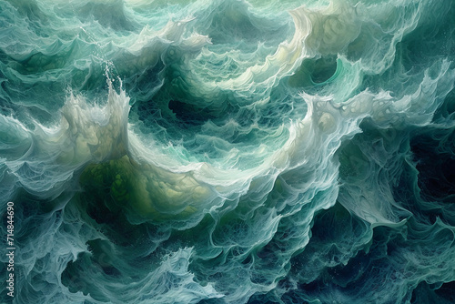 a very abstract protrait of undulating waves with soothing color, make the blue color all green photo
