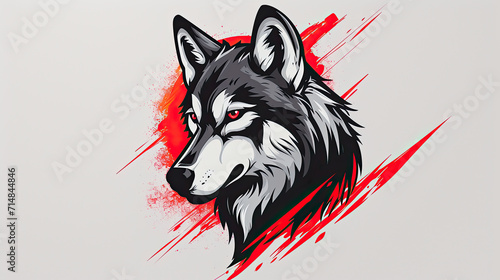 wolf logo with red eyes, isolated on a light background photo