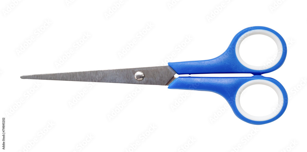 Small multipurpose scissors with blue handle isolated with clipping path in png file format Small multipurpose scissors with blue handle isolated with clipping path in png file format