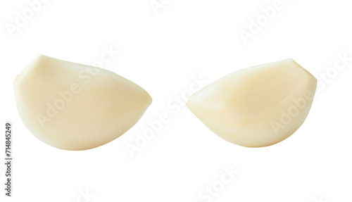 Peeled garlic cloves in set isolated with clipping path in png file format
