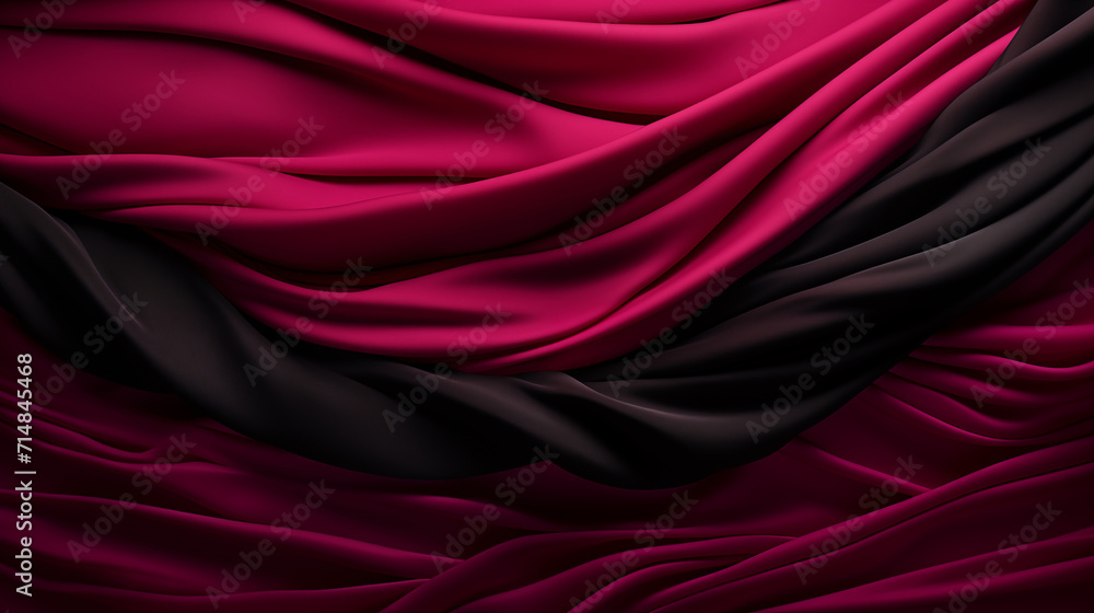Obraz premium The magenta colored wrinkled fabric contrasts with the black fabric.