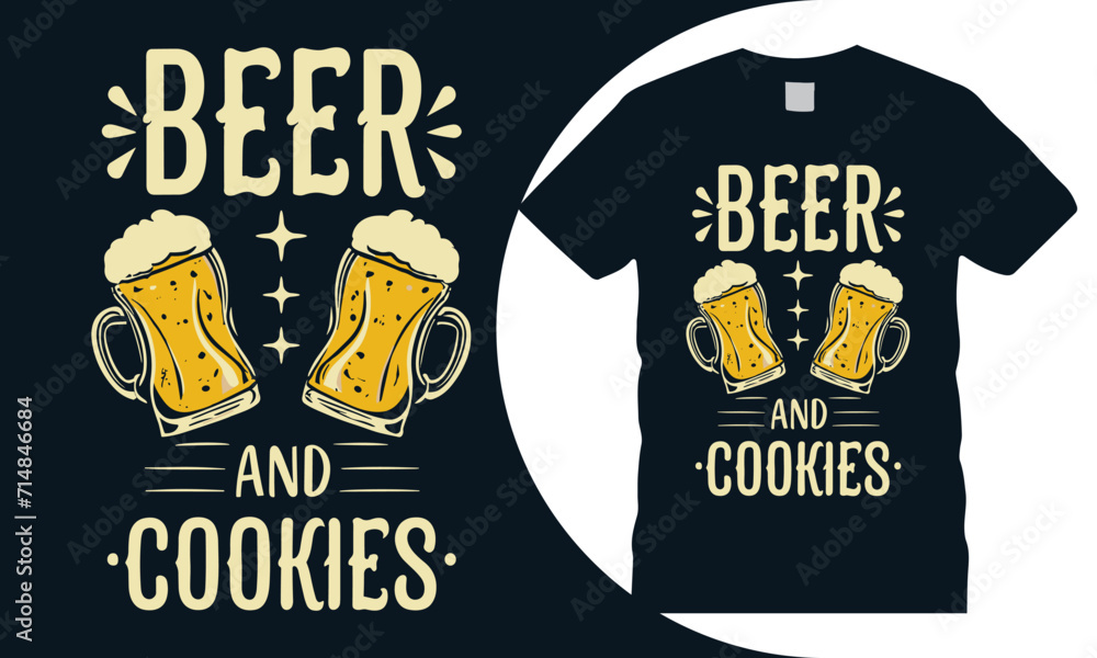 Fototapeta premium Crafty Comfort Beer and Cookies T-shirt Design 