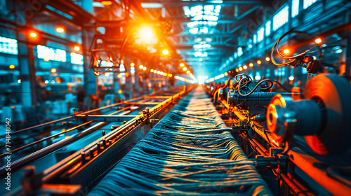 Industrial steel production factory, illustrating manufacturing and heavy machinery in motion. photo