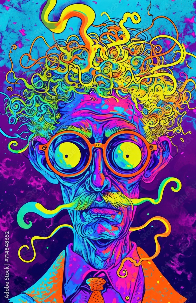 colorful crazy professor