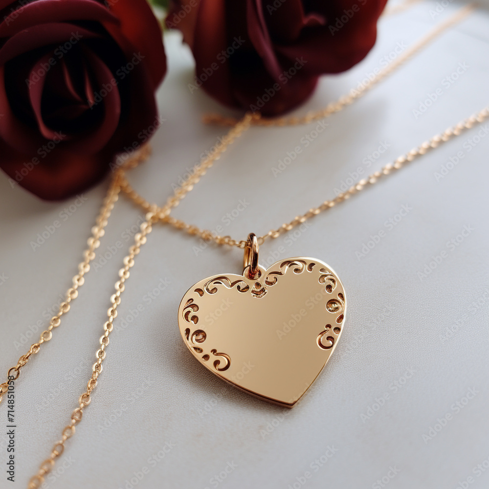 Gold necklaces with a heart medallion Gold necklaces with a heart medallion