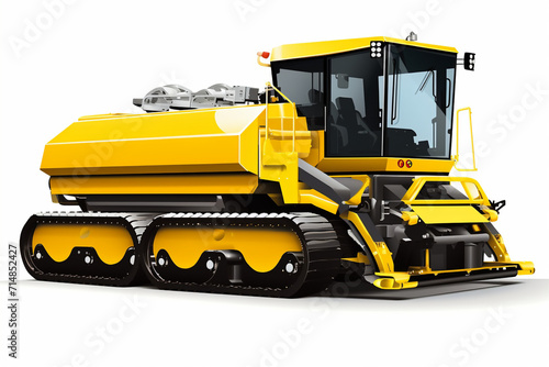 Asphalt spreading paving machine isolated on white. Illustration, road technology. photo