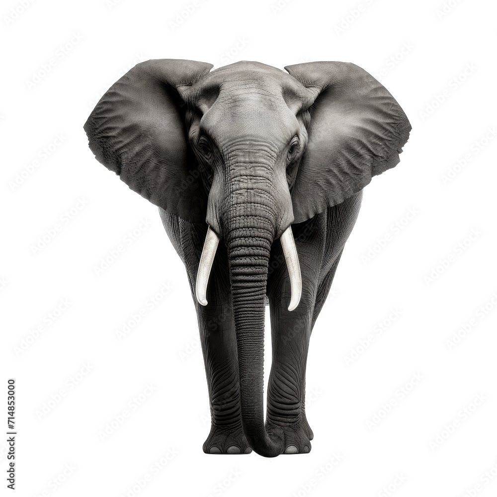 Obraz premium A Magnificent Elephant Displaying Its Strength and Grace.. Isolated on a Transparent Background. Cutout PNG.