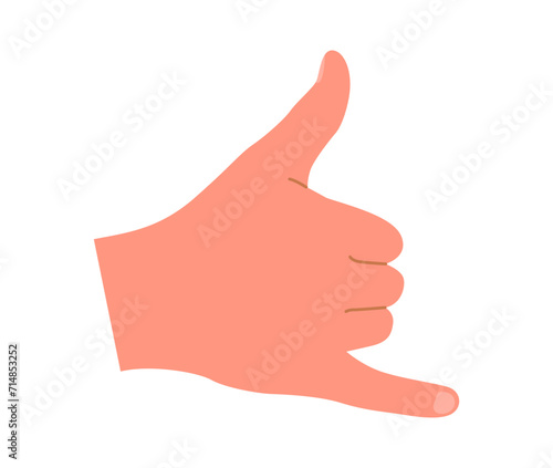 Vector illustration of shaka hand sign gesture isolated on white background.