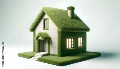 Big house made out of grass, isolated on a white background
