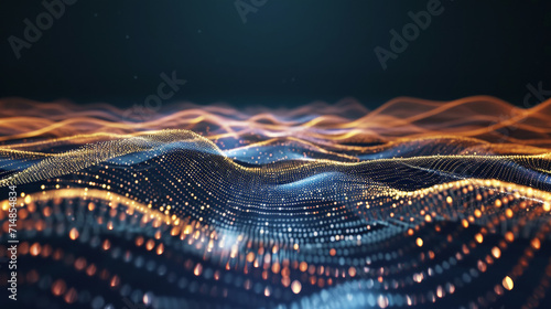 Dynamic Particle Wave in Motion. Glowing waves of dynamic particles ripple through digital space with captivating motion. © AI Visual Vault