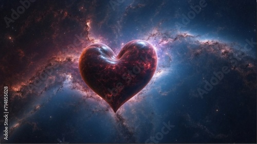 Heart in galaxy universe  Valentine Background with heart 