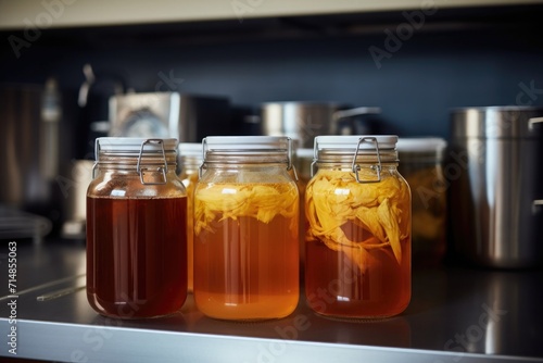 Making homemade herbal tea in a glass jar