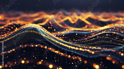 Digital Synapse: Abstract Waveform Visualisation.
An abstract depiction of flowing digital data waveforms, resembling neural activity or communication.