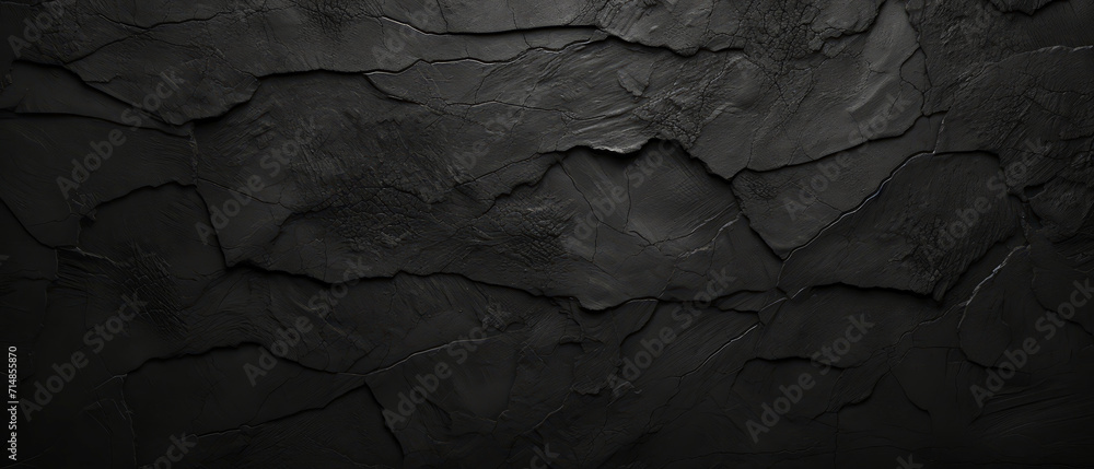 Textured Black Slate Background with Natural Patterns. Dark, moody tones, grunge style - obrazy, fototapety, plakaty 