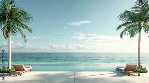 Elegant and sophisticated banner backdrop for a luxury beachside hotel, inviting guests to experience a deluxe holiday, with a well-designed space for text. [Elegant banner with lu © Julia
