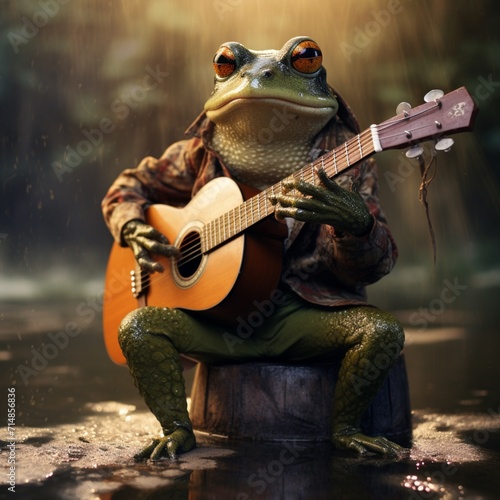 Bulgarian frog real guitar playing cartoon image © MiltonKumar