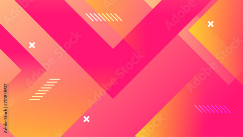 Pink orange and yellow vector minimalist simple abstract geometric gradient background. Abstract gradient shapes background for presentation, business report, card, banner, poster