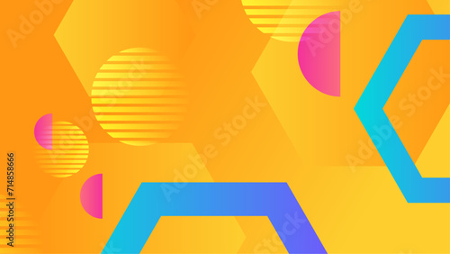 Blue pink and yellow vector minimalist simple abstract geometric gradient background. Abstract gradient shapes background for presentation, business report, card, banner, poster