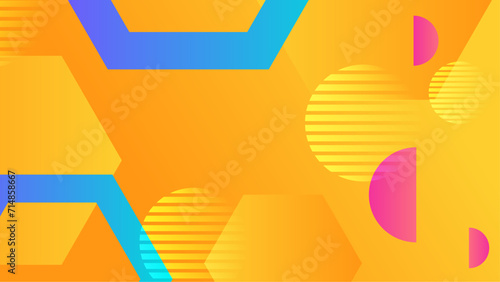 Blue pink and yellow vector abstract gradient background with simple geometric shapes. Abstract gradient shapes background for presentation, business report, card, banner, poster