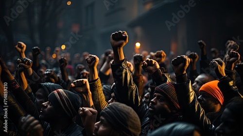 hands with a closed fist. Closed hands represents the black movement. photo