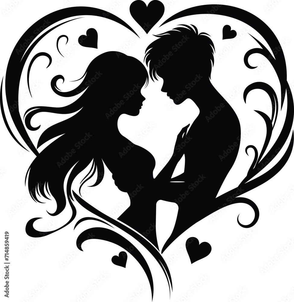 A pair of loving couple in a heart A pair of loving couple in a heart